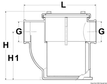 Kühlwasserfilter 1 1/2" Messing vernickelt